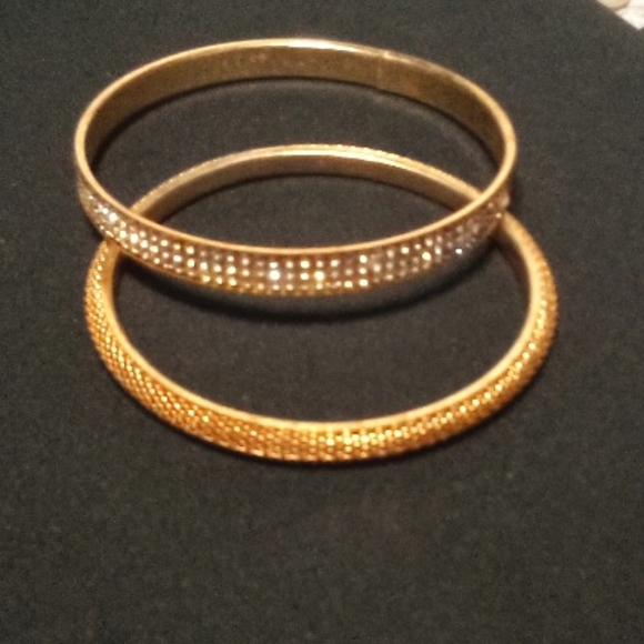 Jewelry - Vintage Gold Tone and Rhinestone Bangle Bracelets